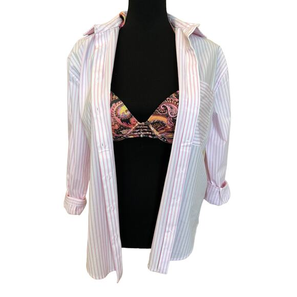 New ~ CASA CABANA ~ Bethany Short Stripe Shirt Size M FALL Nordstrom OVERSIZED - Picture 7 of 7